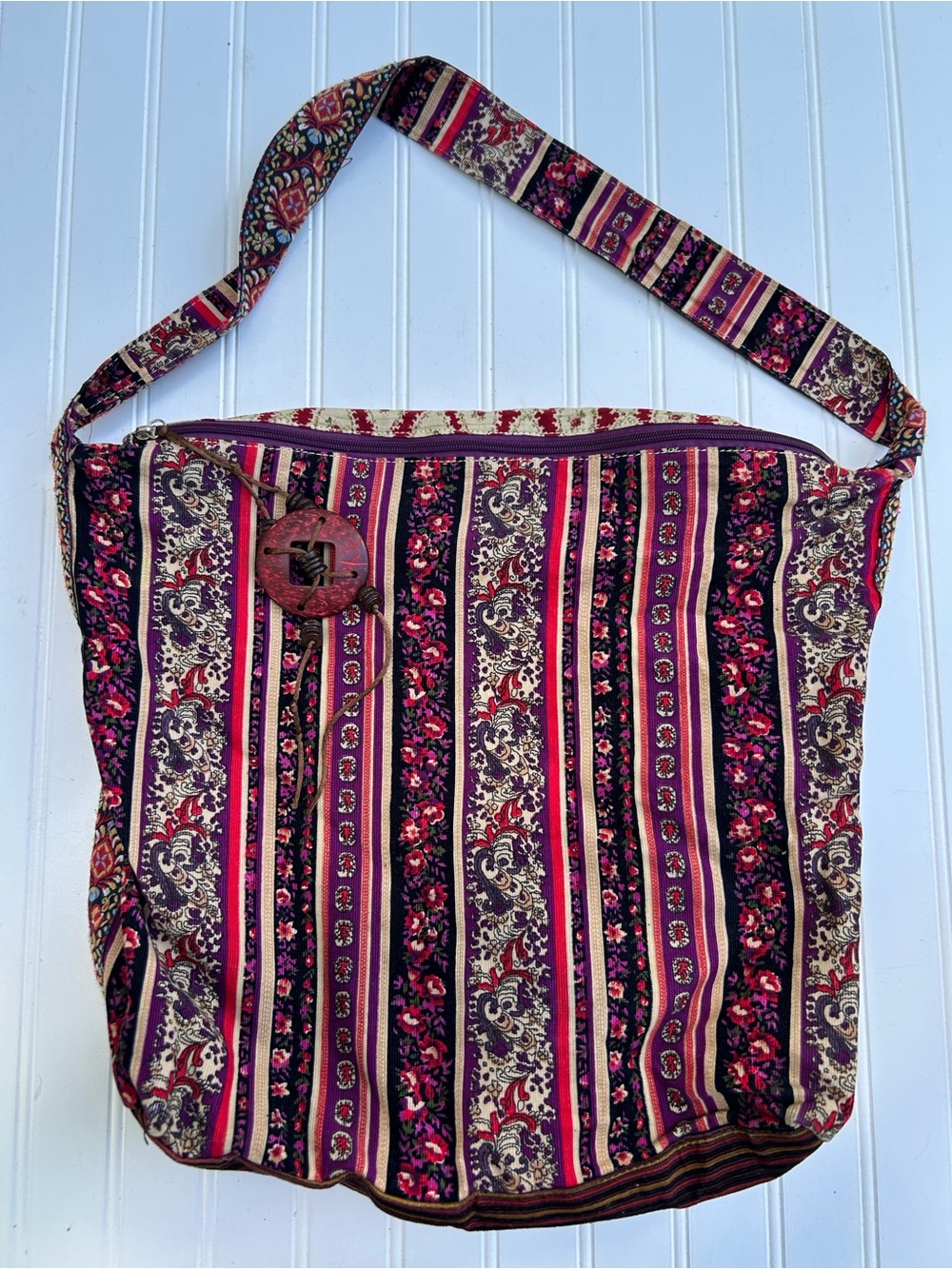 Tracy Porter Purse Bohemian Striped Crossbody Bag Fabric Beads Hippie Crunchy